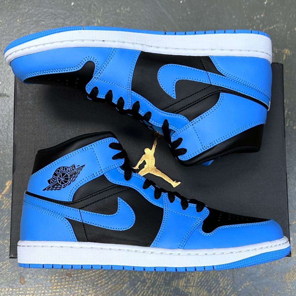 Nike Air Jordan 1 Mid University Blue Black DQ8426-401 10.5 Carolina Tarheels - Picture 2 of 11